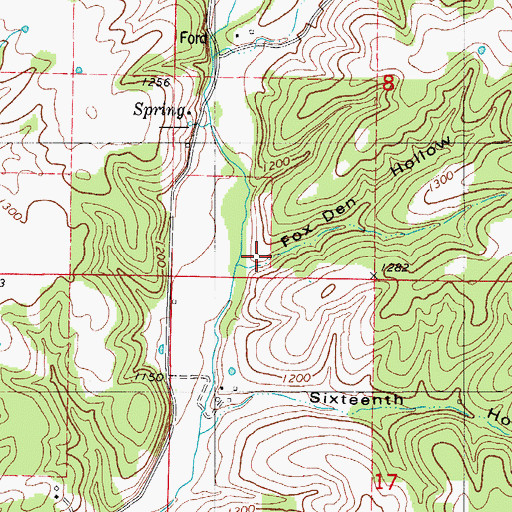 Topographic Map of Fox Den Hollow, MO