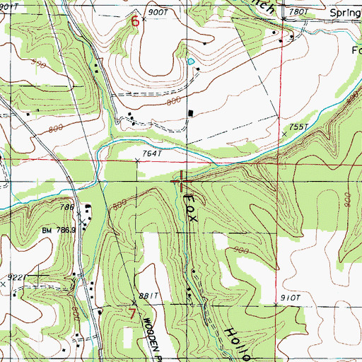Topographic Map of Fox Hollow, MO