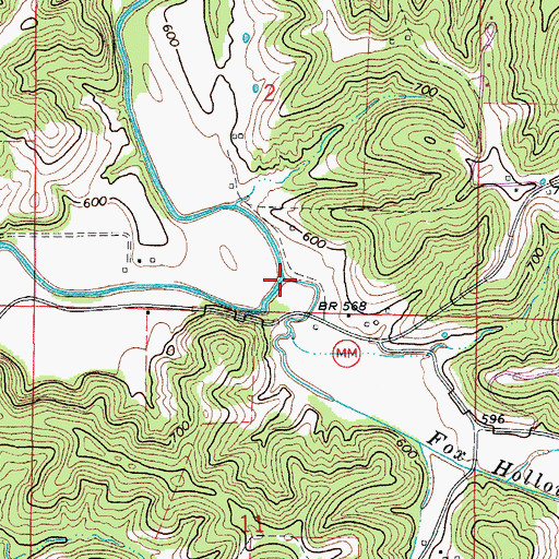 Topographic Map of Fox Hollow Branch, MO