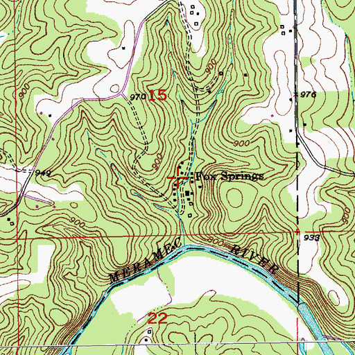 Topographic Map of Fox Springs, MO