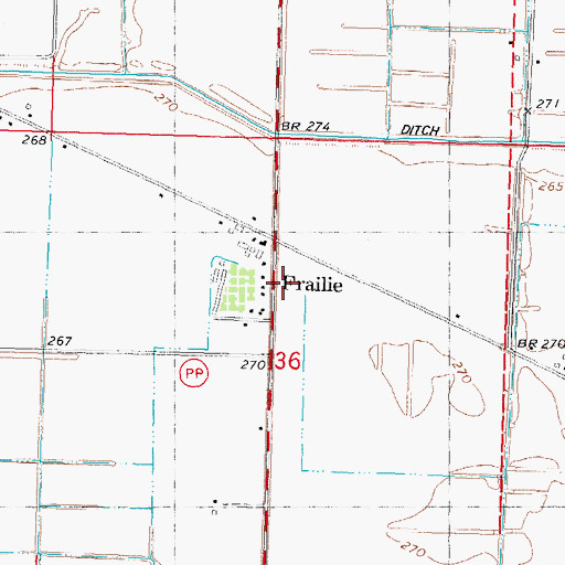 Topographic Map of Frailie, MO