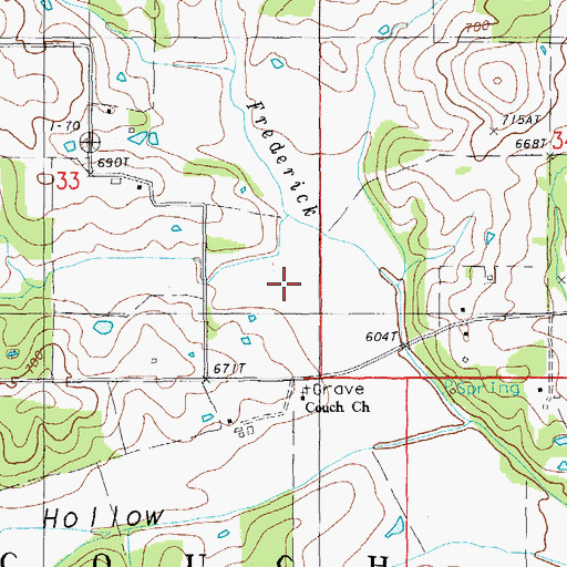 Topographic Map of Fraley Hollow, MO