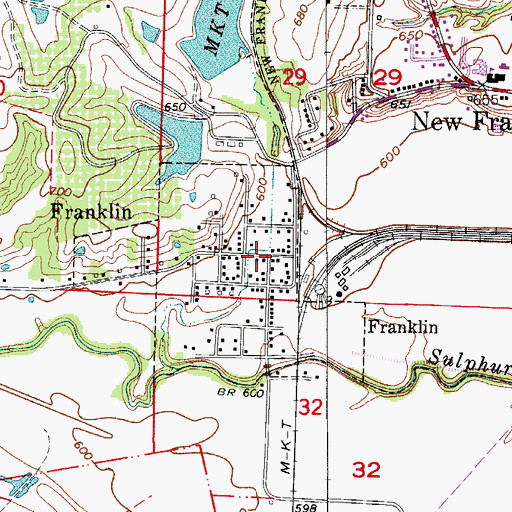 Topographic Map of Franklin, MO
