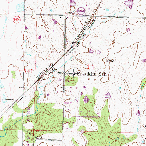 Topographic Map of Franklin School, MO