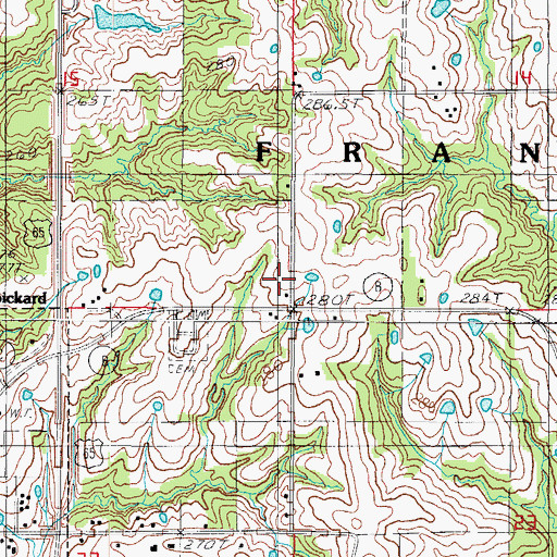Topographic Map of Franklin School, MO