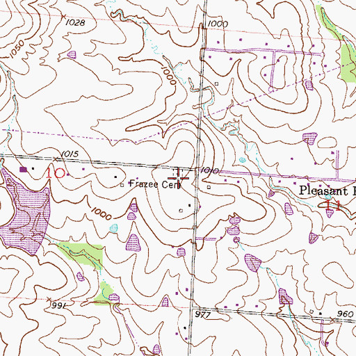 Topographic Map of Frazee Cemetery, MO