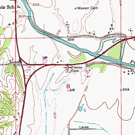 Topographic Map of Frazee Cemetery, MO