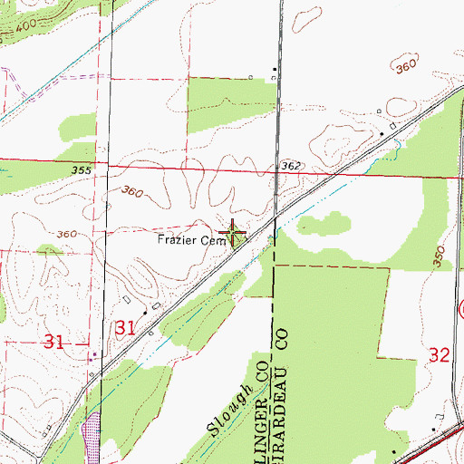 Topographic Map of Frazier Cemetery, MO