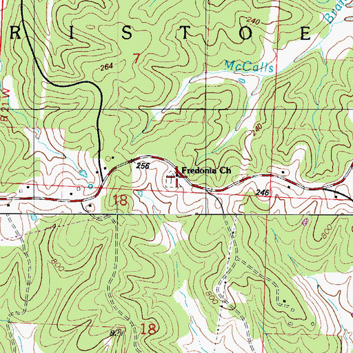 Topographic Map of Fredonia Church, MO