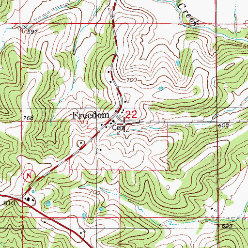 Topographic Map of Freedom, MO