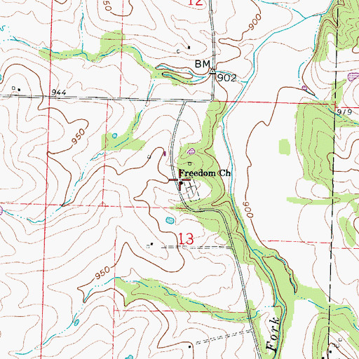 Topographic Map of Freedom Church (historical), MO