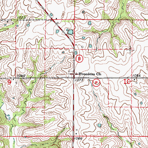 Topographic Map of Freedom Church, MO