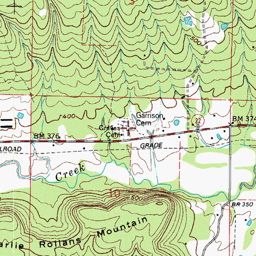 Topographic Map of Graves Cemetery, AR