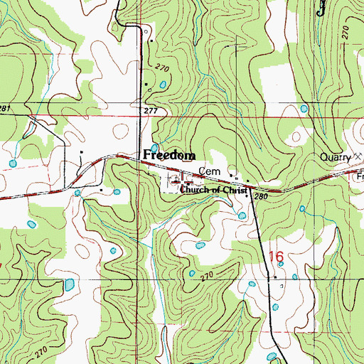 Topographic Map of Freedom School, MO