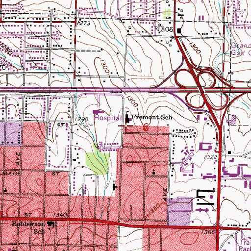 Topographic Map of Fremont School, MO