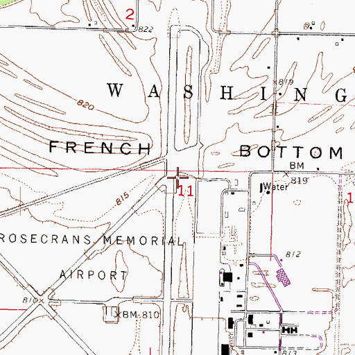 Topographic Map of French Bottom, MO