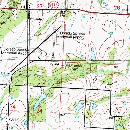 Topographic Map of French Cemetery, MO
