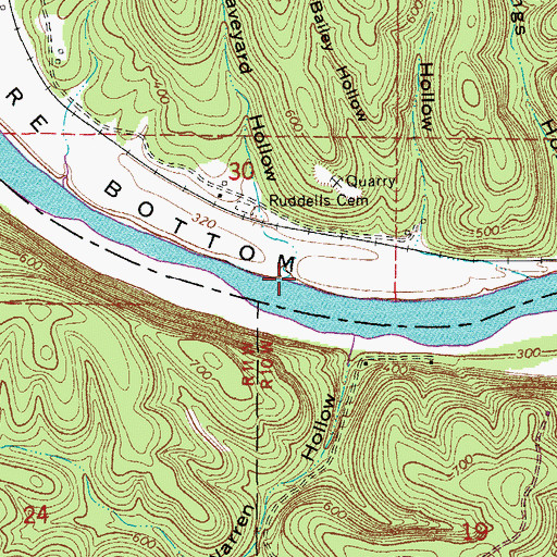 Topographic Map of Graveyard Hollow, AR