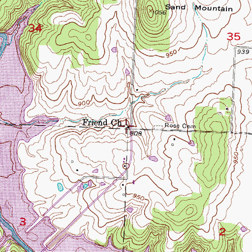 Topographic Map of Friend Church, MO