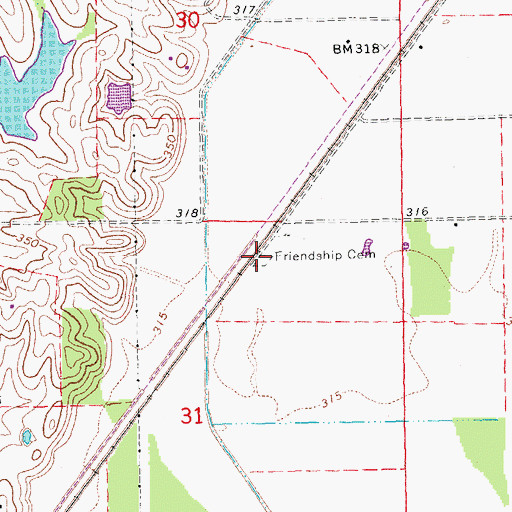 Topographic Map of Friendship Cemetery, MO