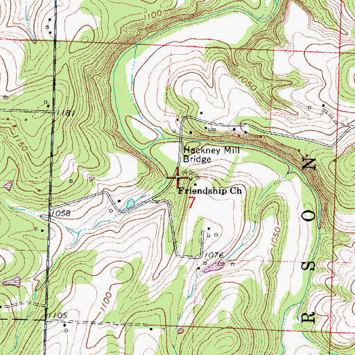 Topographic Map of Friendship Church, MO