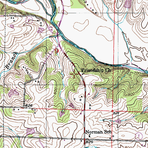 Topographic Map of Friendship Church, MO