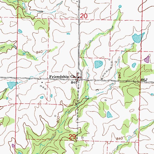 Topographic Map of Friendship Church, MO