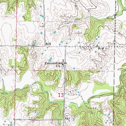 Topographic Map of Friendship Church, MO