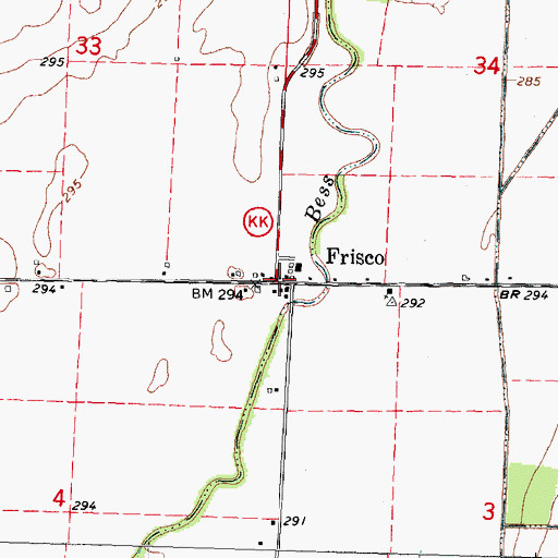 Topographic Map of Frisco, MO