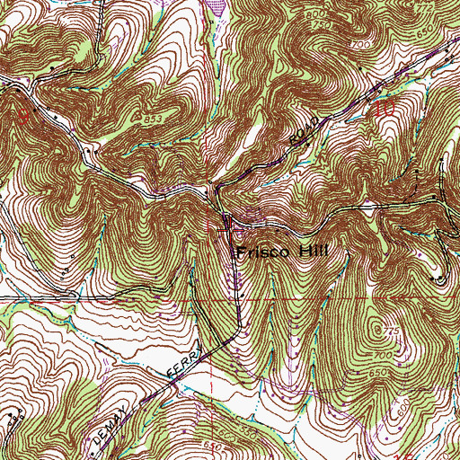 Topographic Map of Frisco Hill, MO