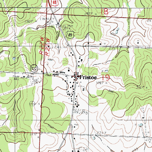 Topographic Map of Fristoe, MO