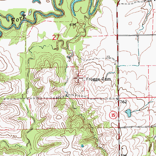 Topographic Map of Frogge Cemetery, MO