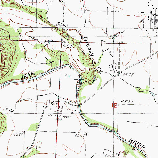 Topographic Map of Greasy Creek, AR