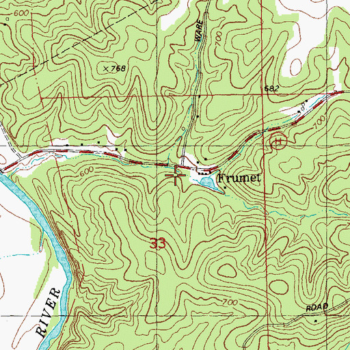 Topographic Map of Frumet, MO