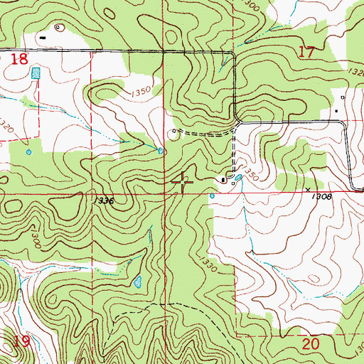 Topographic Map of Fudge Hollow, MO