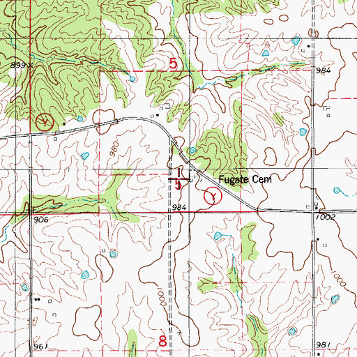 Topographic Map of Fugate Cemetery, MO