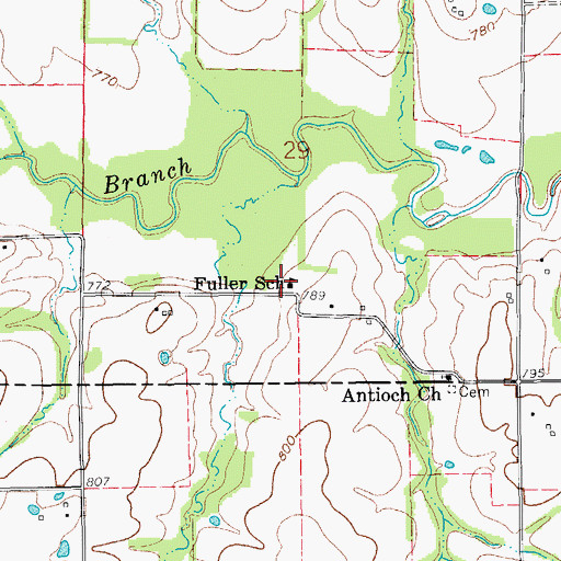 Topographic Map of Fuller School (historical), MO