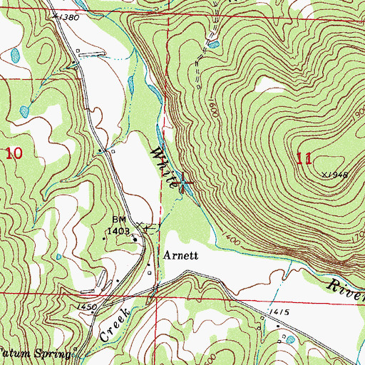 Topographic Map of Greasy Creek, AR