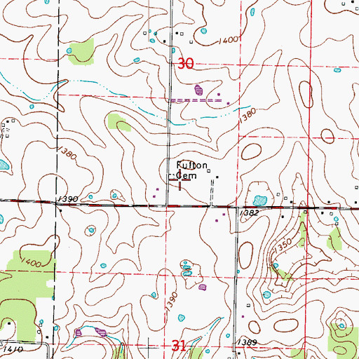 Topographic Map of Fulton Cemetery, MO