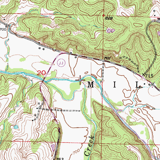 Topographic Map of Gabriel Creek, MO