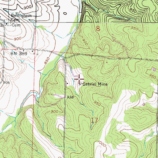 Topographic Map of Gabriel Mine, MO