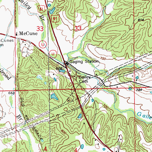 Topographic Map of Gailey Cemetery, MO