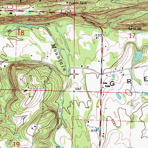 Topographic Map of Greasy Valley, AR