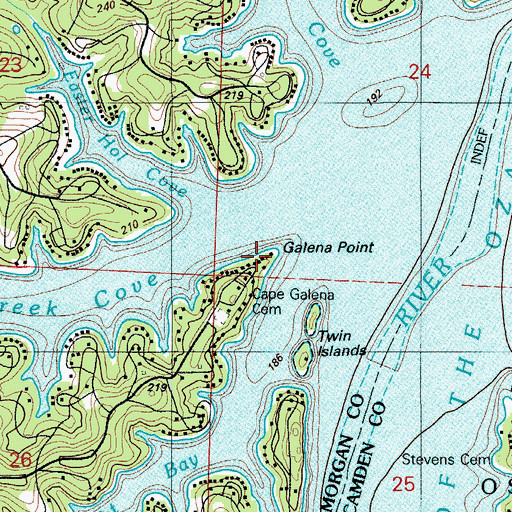 Topographic Map of Galena Point, MO