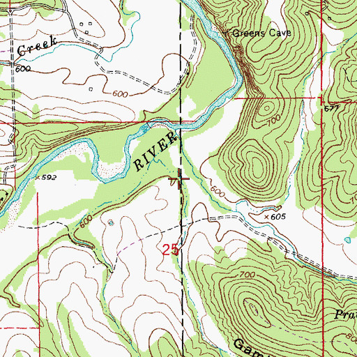 Topographic Map of Gamble Hollow, MO