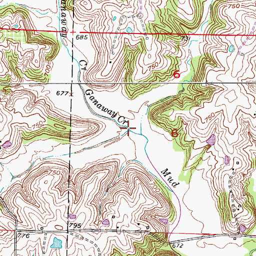 Topographic Map of Ganaway Creek, MO