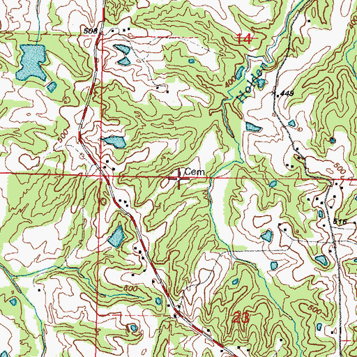 Topographic Map of Sanders Cemetery, MO