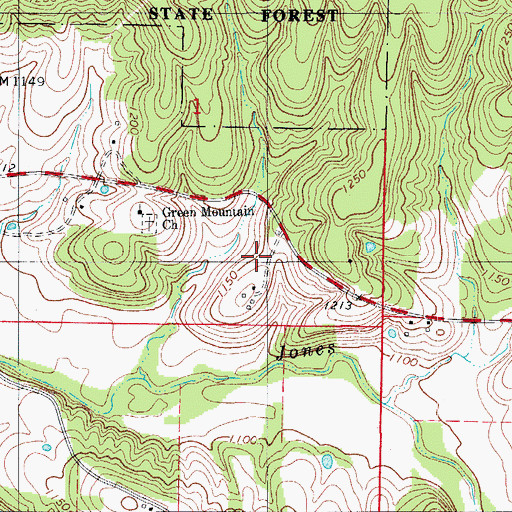 Topographic Map of Gann School (historical), MO
