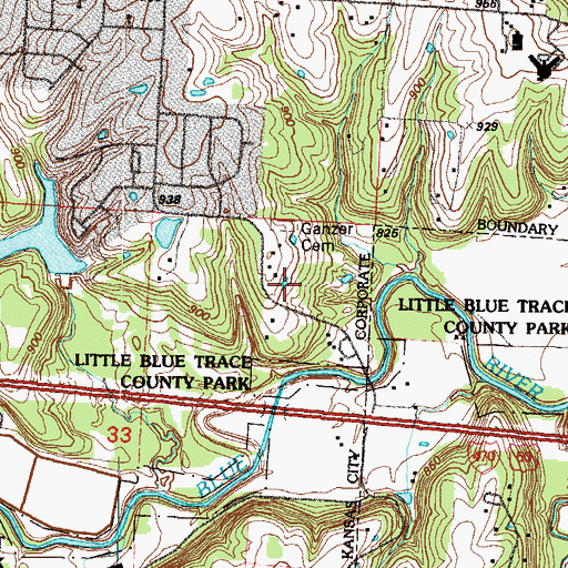 Topographic Map of Ganzer Cemetery, MO