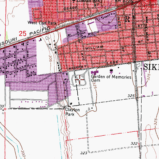 Topographic Map of Garden of Memories, MO